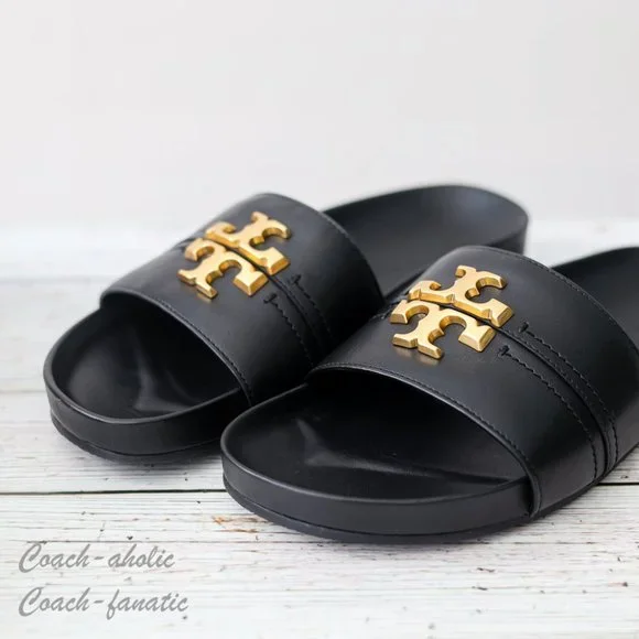 NIB Tory Burch Everly Anatomic Cloud Leather Slide Sandal in Black Size 7 - Picture 7 of 9